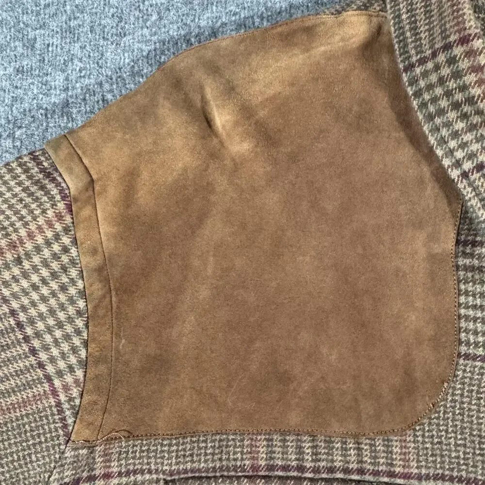Polo Ralph Lauren Hunting Shirt Mens XXL Brown Plaid Flannel Suede Houndstooth